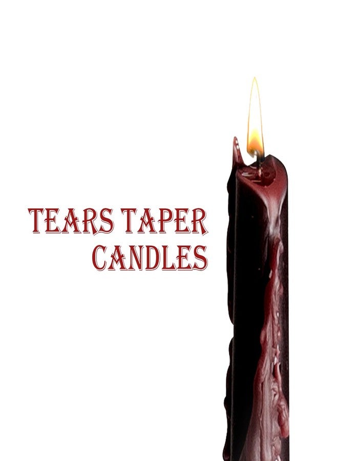 VESFASOV 6 Pack Halloween Bleeding Taper Candles, 10 Inch Vampire Tears Tapered Candles, Spooky Tall Black Taper Candles Dark Red Candle for Gothic Decor Vampire Decor Halloween Home Decorations - Image 3